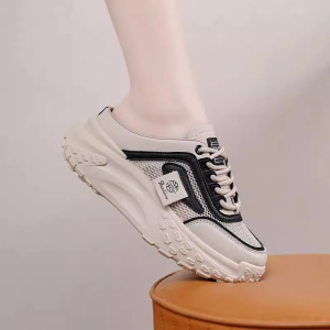 Womens Shoes Pregnant Women Baotou Semi-drag Summer Hollow Breathable Mesh Sneakers Thick-soled Outer Shoes
