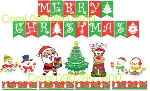 MERRY CHRISTMAS / Set trang trí bảng giáng sinh noel xmas - Đồ dùng dạy học Corgi