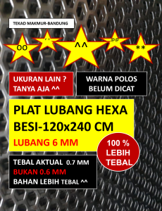 Plat Lubang - 120x240 - Hexa 6 mm - Plat Perforated - Plat Speaker - Ram Speaker - Grill Speaker