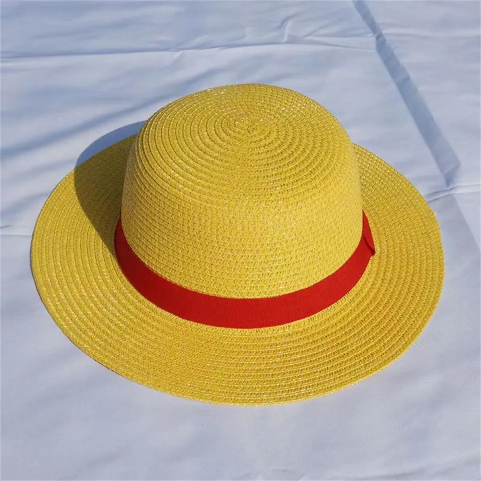 Anime One Piece Monkey D Luffy Straw Hat Pirate Wheat Cap Handmade
