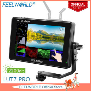 FEELWORLD LUT7 PRO 7 Inch Ultra Bright 2200nits DSLR Camera Field Monitor 3D LUT Touch Screen HDR with Waveform F970 External Power and Install Kit 4K HDMI Input Output 1920X1200 IPS Panel