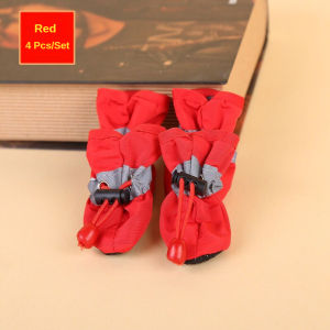 Pet Dog Shoes Care Waterproo Shoes Anti Slip Shoes To Protect Cat and Dog Rain Shoes Boots 4Pcs