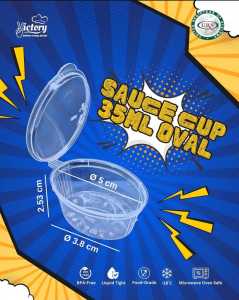 Cup Sauce 35 ml OVAL + TUTUP SAMBUNG MEREK VICTORY HARGA 50 PCS