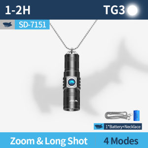 Smiling Shark SD7151 LED Mini Flashlight Super Bright Key Chain Torch Light 4Mode Type-c Rechargeable Lighting Waterproof Convenient Lightweight