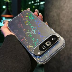 For Google 9A Cases Feather Pattern Laser Aurora for Magnetic Case for Google Pixel 9 Pro XL 10 8 8A Matte Armor Cover