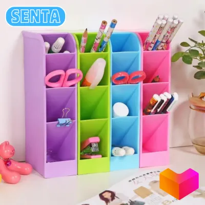 Senta - Rak Mini 4 Sekat / Tempat Penyimpanan ATK Pena Pensil Pulpen Gunting Sendok / Kotak Organizer Tempat Alat Tulis Meja Kerja Belajar