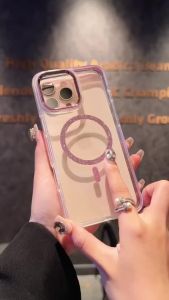 Transparent glitter magnetic Phone case iphone16 Pro Max 15 14 13 12 11 casing for iPhone case soft shell TPU shockproof