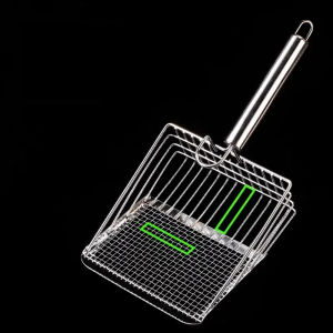 HEALMEYOU Stainless Steel Cat Litter Shovel Wooden Metal Handle Fine Holes Kitten Litter Scoop Upgrade Easy To Clean Cats Toilet Cleaning Tool for Pets