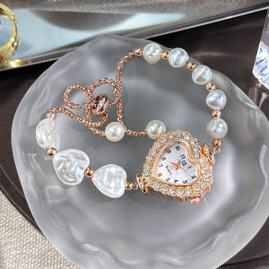 ใหม่นาฬิกาที่สง่างามสำหรับผู้หญิงไรน์สโตนฝังรูปหัวใจนาฬิกาข้อมือผู้หญิงนาฬิกาแฟชั่นควอตซ์