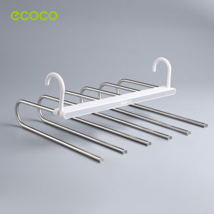 Ecoco Multifunction Trouser Storage Rack Pants Hanger Organizer Non-slip Stainless Steel Foldable Pants Trousers Rack Space Saving
