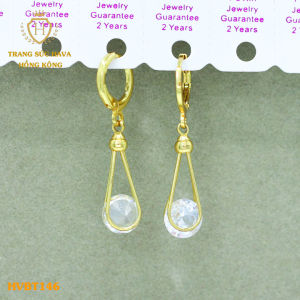 Bông Tai Nữ Đính Đá Dáng Dài Khuyên Tai Titan Xi Mạ Vàng 24k - Trang Sức Hava Hong Kong