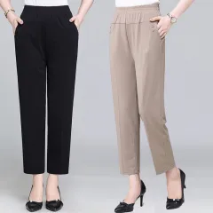 Plus Size M-5XL Legging Long Baggy Pants Women High Waist Straight Cut  Casual Black Office Stretchable Formal Harem Woman Korean Style Ladies Pants