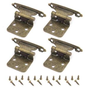 4Pcs Self Closing Hinges Inset Antique Cabinet Hinge Semi Concealed Kitchen Cabinet Hinges Antique Furniture Hardware