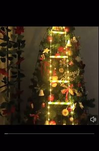 Santa Claus Climbing Ladder String Lights Christmas Decoration Hanging Ornament Festive Party Lamp