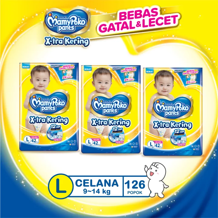 MamyPoko Pants X-tra Kering ukuran L 42 [9-14kg] [isi Packs