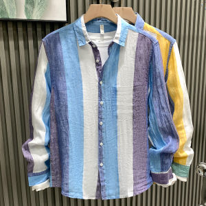 Mens long-sleeved shirt spliced Korean casual shirts for men and women