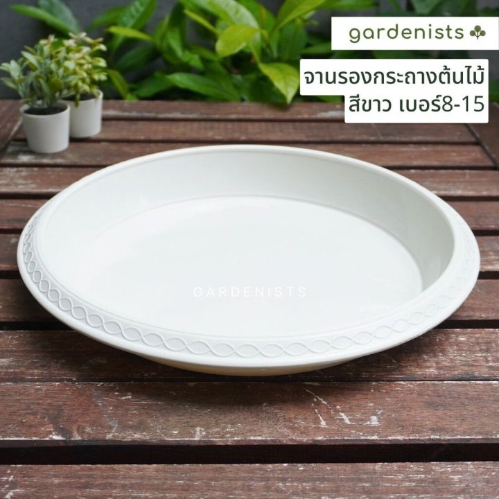 จานรองกระถางพลาสติกสีขาว เกรด A เบอร์ 6-16