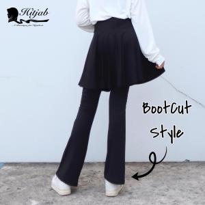 Hitjab - Rok Legging Bootcut Motif Polos Warna Hitam untuk Yoga dan Olahraga