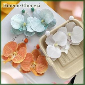 Hmeme Simulated Flower Butterfly Orchid Earrings Beach Jewelry Alloy Flower Drop Earrings Jewelry Accessories Korean Style