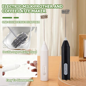 Electric milk frother Coffee Blender Egg Beater Rechargeable Milk Electric Cooking Frother Long battery life 3 Speeds  Whisks Steel Mute