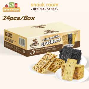 Mr.Squirrel 3 in 1 Chia Seed Biscuits with Tricolor Quinoa Soda Crackers Crispy Snack and Instant Breakfast Meal 3 Flavour*7pcs=24pcs/box