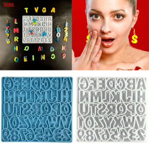 DIY Alphabet Earrings Keychain Silicone Mold DIY Art Crafts Letter Number Eardrops Danglers UV Resin Epoxy Mold
