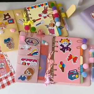 Great-King Diary notebook Planner Set Girls Heart Pink Cute schoolsupplies with Lots of Accessories TikTok Diary Set