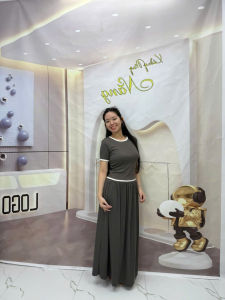 (Đồ Cao Cấp) Đồ Bộ Áo Phối Viền Chân Váy Xòe Vải Tăm Nhí Loại Free Size (Big size Sét Áo Quần)