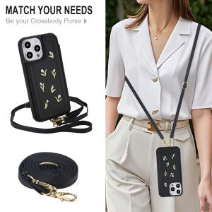 Card Case For iPhone 15 16 17 pro max With Diagonal Strap Lanyard Mobile Phone Shell With Card Holder Casing Cases For iPhone 16 pro max 14 Pro Max 13 12 11 promax 14 15 16 Plus 16E 15pm 16pm 17 Air Cards Slot Cover With Rope