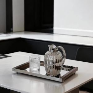 FFBH Stainless Steel Modern Storage Trays Creative Simple Hotel Showroom Desktop Ornament Valentines Day Gift Kitchen Storage Trays T2Y7B