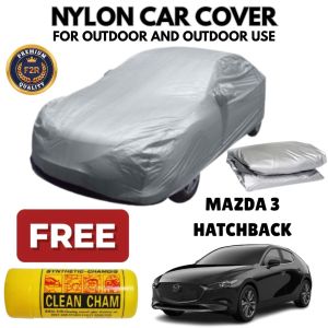 Waterproof Nylon Car Cover for Mazda 3 Hatchback Portable & Easy to Use for Hatchback Cars With Clean Cham