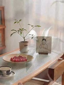 Aesthetic White Sheer Curtain with Rings for Window Bedroom or Living Room Linen Sheer Curtain