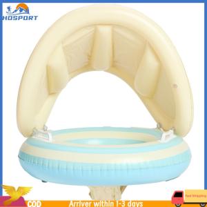 【Hospor】Baby Swimming Ring Inflatable Swim Ring with Detachable Sunshade Kids Seat Ring Baby Pool  for Summer Pool Party