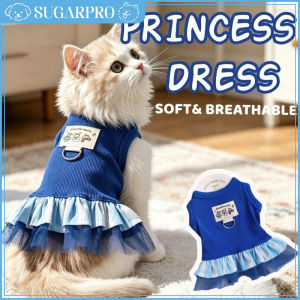 Pet Dog Cat Dress Cotton Princess Skirt Klein Blue Small Puppy Kitten Summer Outfit Photo