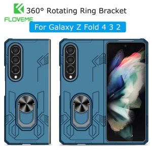 FLOVEME Armor Matte Phone Case For Samsung Galaxy Z Fold 5 Fold 4 3 2 5G Hard PC With Ring Stand 360° Rotating Ring Bracket Back Cover For Galaxy Z Fold 5 Fold 4 3 2