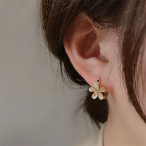 Frascati Korean Fashion Opal Flower Hoop Earrings For Women Elegant Luxury Earrings Sweet Party Jewelry Gift
