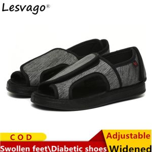 Womens Summer Orthopedic Adjustable Rubber Sandals Comfortable Soft Wide Breathable Diabetic Shoes for Ladies Patients Grey