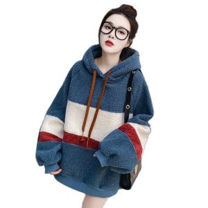 Áo len cừu chui đầu có mũ dài tay phiên bản Hàn quốc giành cho nữ giới