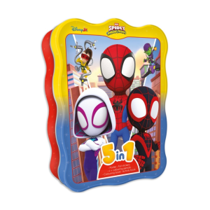 Marvel Spidey 5 In1 Tin With Colouring Activity Pens Poster & Foil Stickers