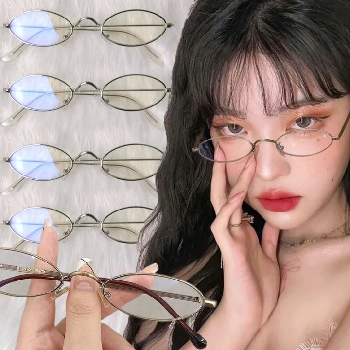 Japanese Harajuku Y2K Metal Oval Frame Glasses- Gold Silver Clear Eyewear  for Women Men- Ins Style Classic Retro Fashion Eyeglasses Lazada PH
