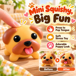 Tongue Out Mochi Dog Squishy Toy Stress Relief Toy Cute Puppy Soft Squeeze Toy Sensory Fidget Toy Desk Decor Gift