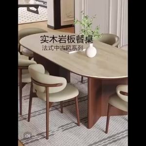 Urban Echo  Rock Slab Dining Table Chairs / Household Oval Dining Table / Solid Wood Dining Table /Round Table