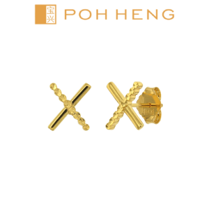 Poh Heng Jewellery 22K Cross Earrings in Yellow Gold *Online Exclusive* [Price By Weight]