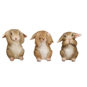 Easters Hear No See No Speak No Bunnies Decoration Set of 3 with Funny Designs for Living Room and Dining Table Decors