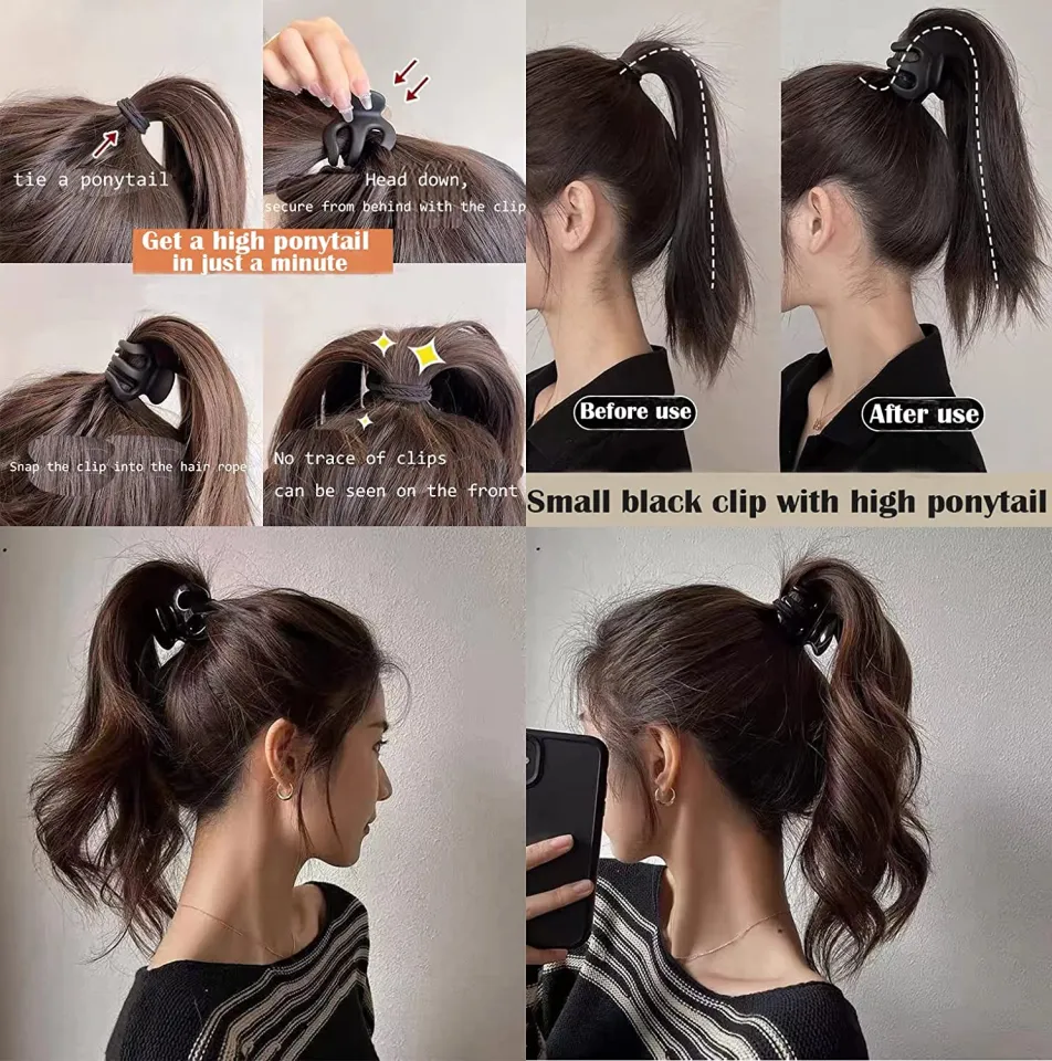 PrettySet】Korean Fashion Ponytail Hair Claw Clip Black Acrylic