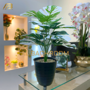 TANAMAN PLASTIK MONSTERA VARIEGATA D18 DAN D12 B8187 TANAMAN ARTIFICIAL HIASAN RUMAH KANTOR CAFE