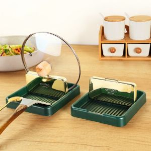 ZYJC 2023 Plastic Non Slip Heat Resistant Pan Covers Stand Soup Spoon Rack Pot Lid Holder Kitchen Organizer