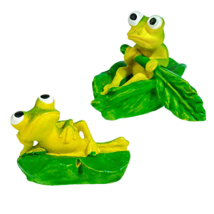 Resin Frogs Figurine With Realistic Detail And Nelumbo leaf Design For Garden Frogs Animals Figure
