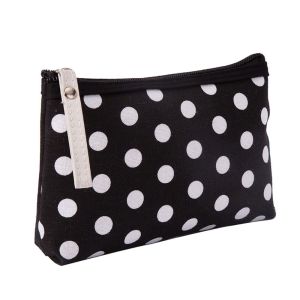 MUNCHX Simple Dot Makeup Bag Canvas Portable Travel Storage Bag Korean Style Skincare Storage Wash Bag Daily Storage