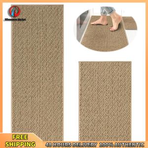 Winnereco Kitchen & Table Linen Non-slip Linen-Look Floor Mat Durable Woven Kitchen Rug for Home Use